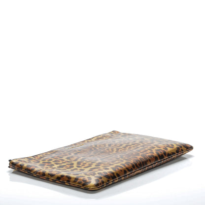 Saint Laurent Metallic Calfskin Leopard Printed Letters Monogram Zip Clutch 4 of 9