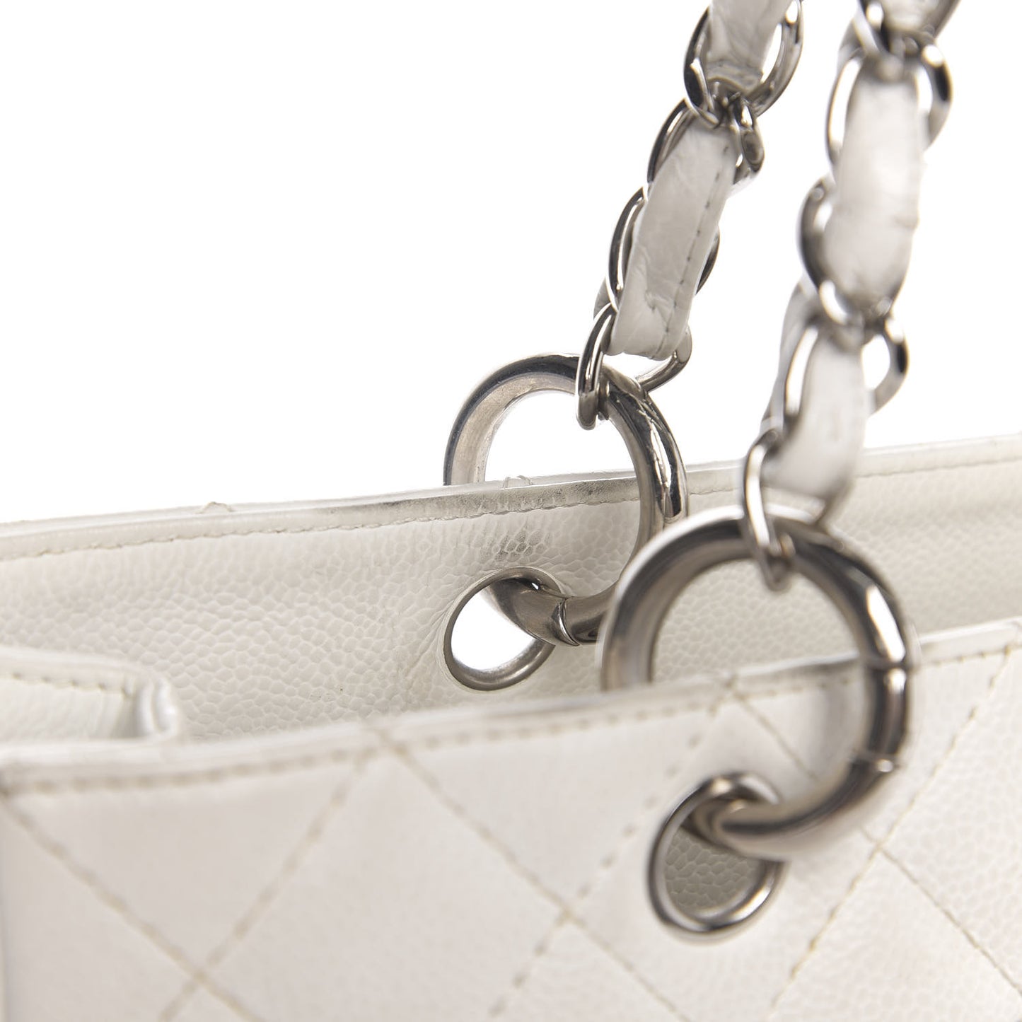 Caviar Quilted Grand Shopping Tote GST White