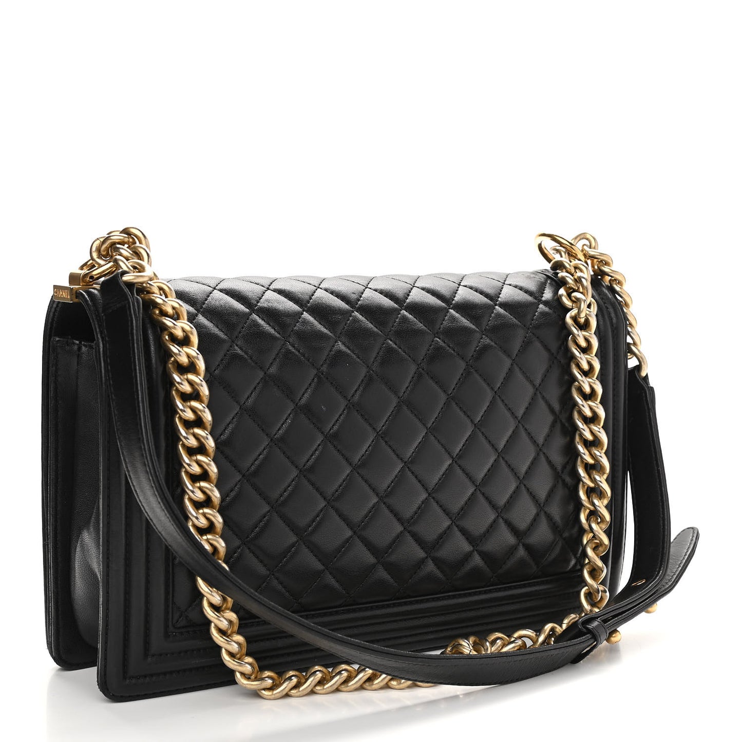 Lambskin Quilted New Medium Boy Flap Black