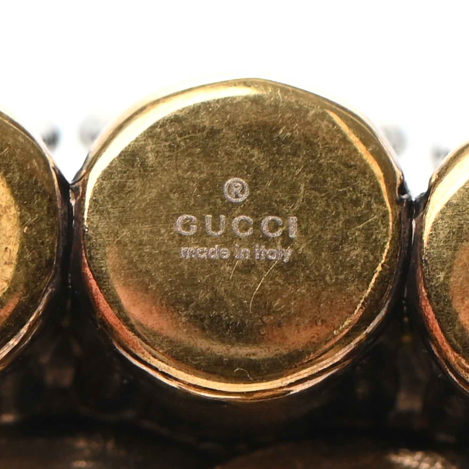 Gucci Metal Crystal Double G Brooch Aged Gold 5 of 6