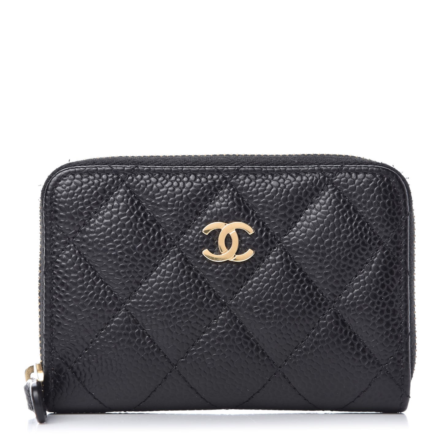 Caviar Quilted Zip Coin Purse Black