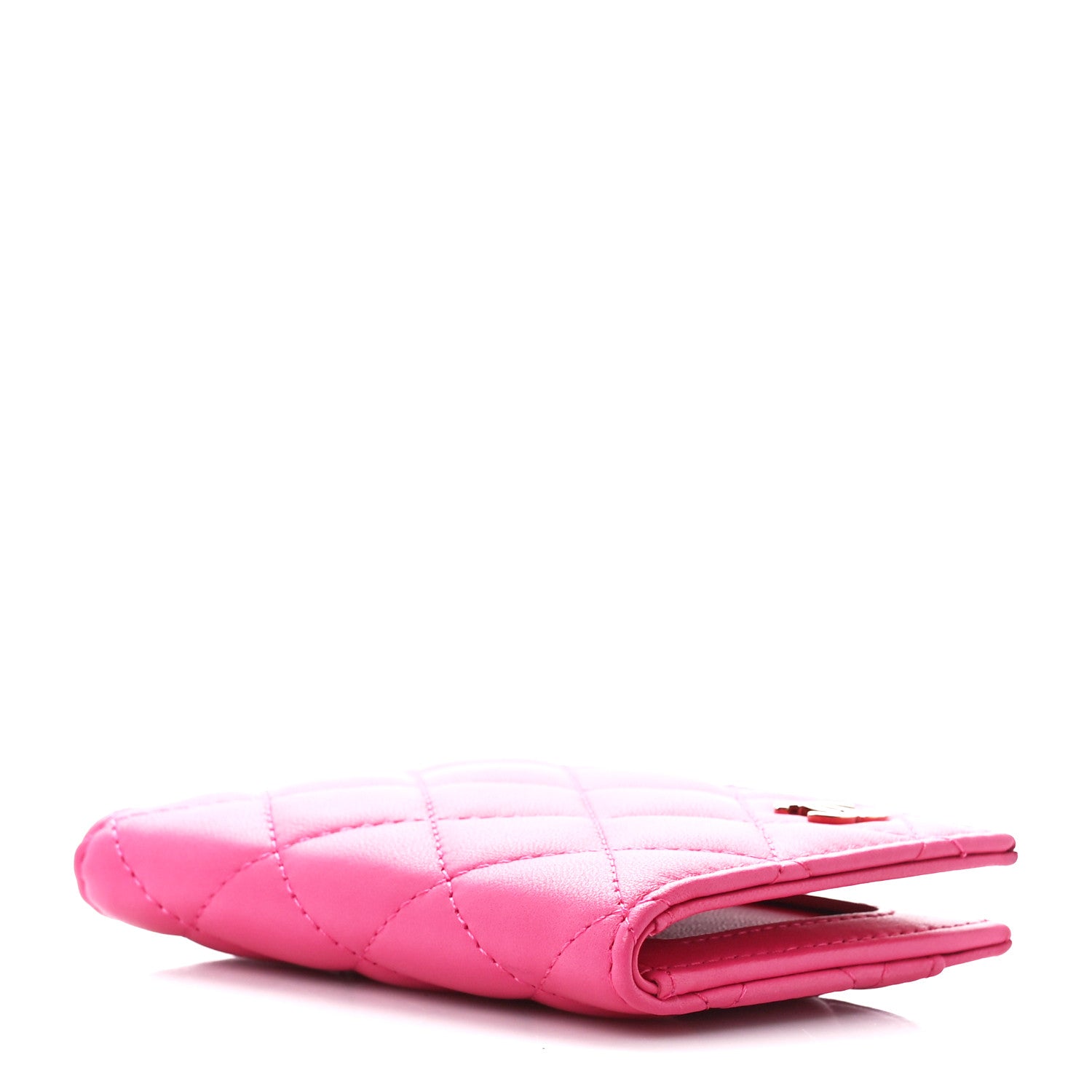 Chanel Lambskin Quilted Card Holder Wallet Fuchsia 4 of 14