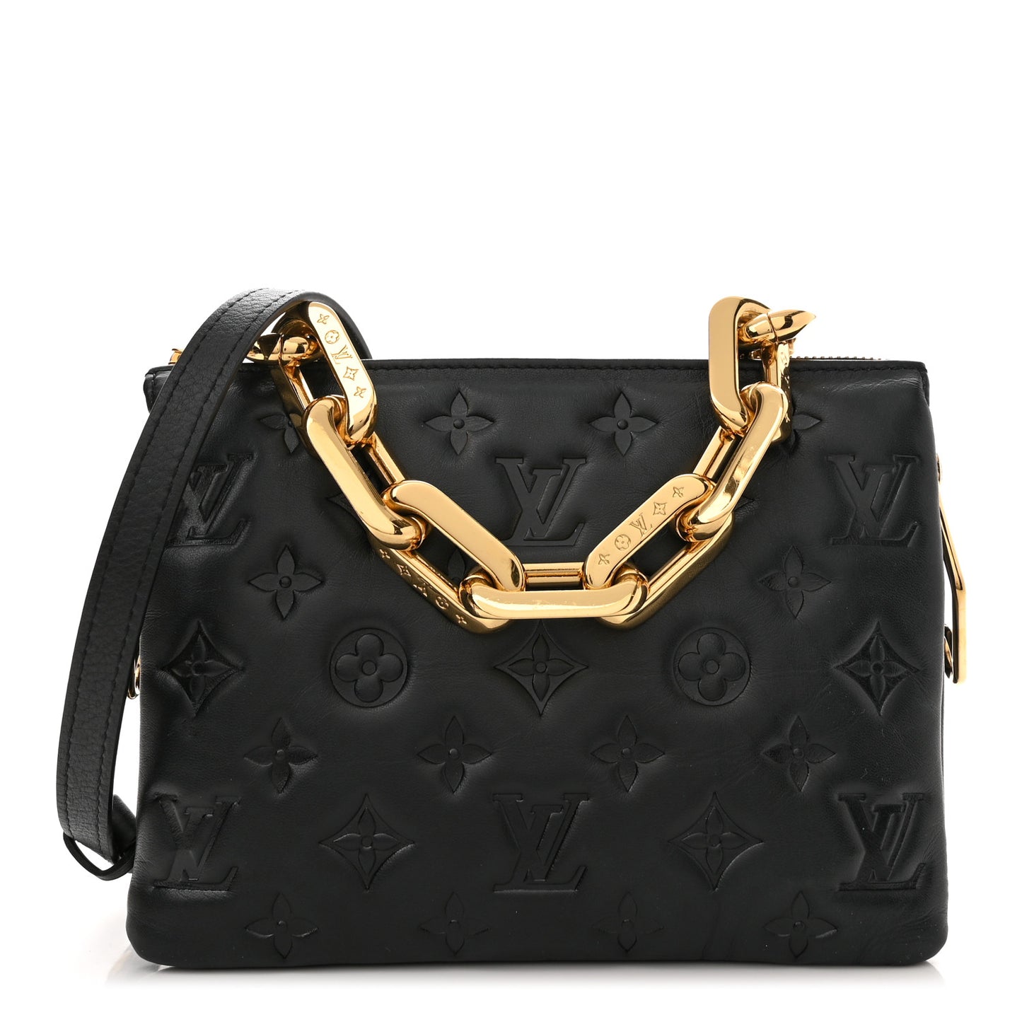 Lambskin Embossed Monogram Coussin BB Black