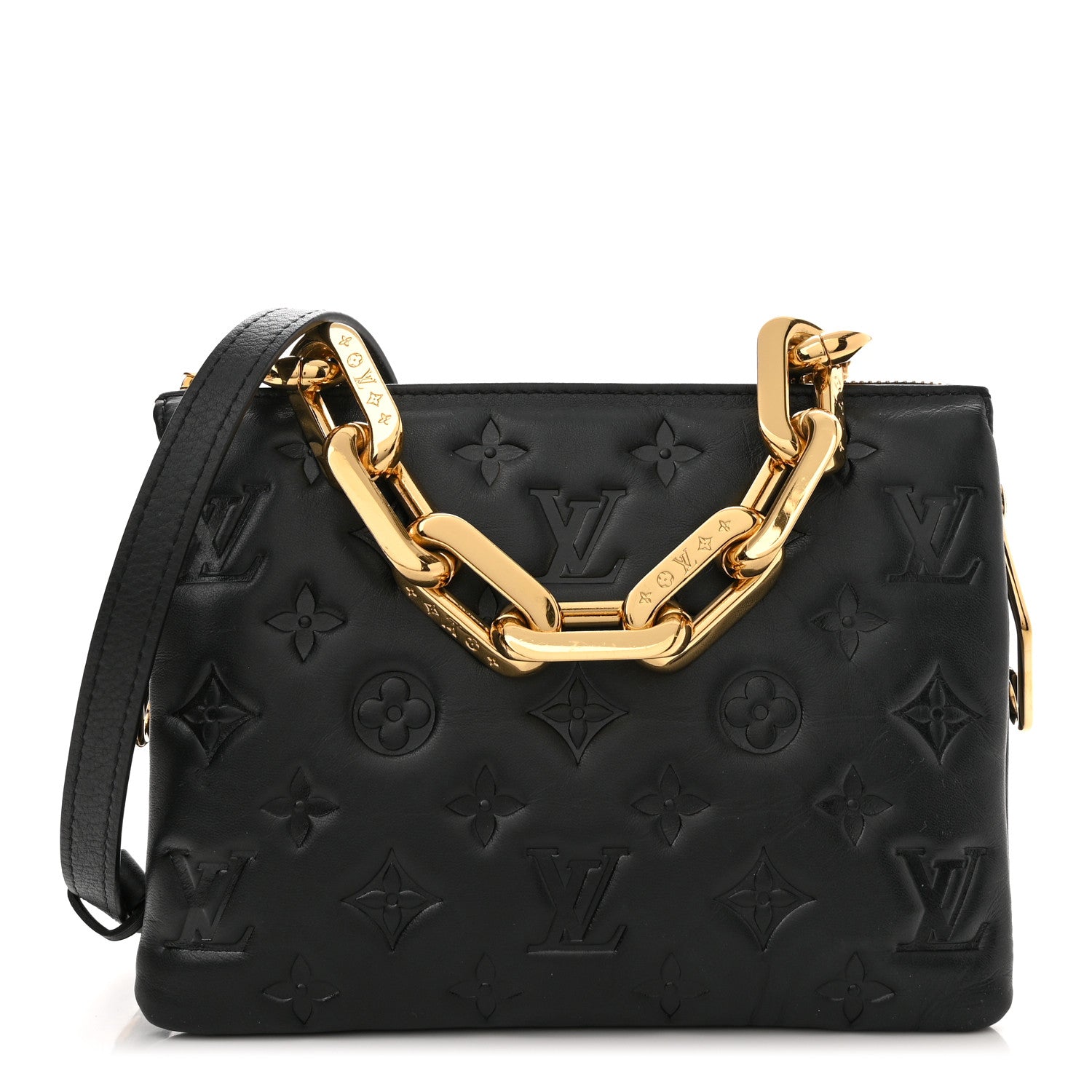Louis Vuitton Lambskin Embossed Monogram Coussin BB Black 1 of 12