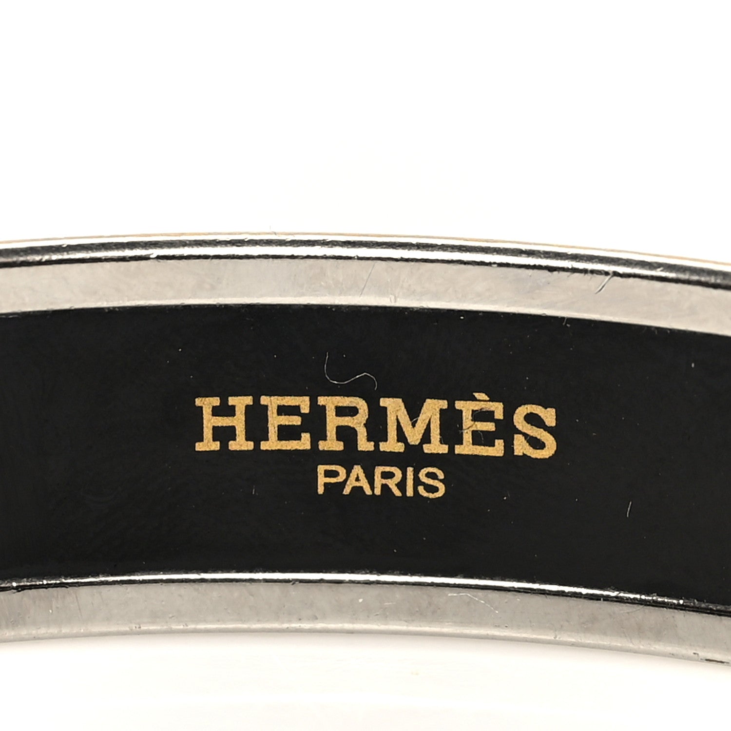 Hermes Enamel Printed Narrow Caleche Bracelet 65 Black 5 of 5