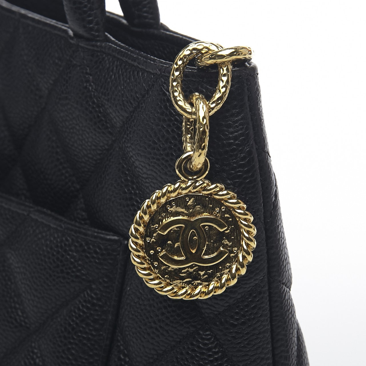 Caviar Quilted Medallion Tote Black