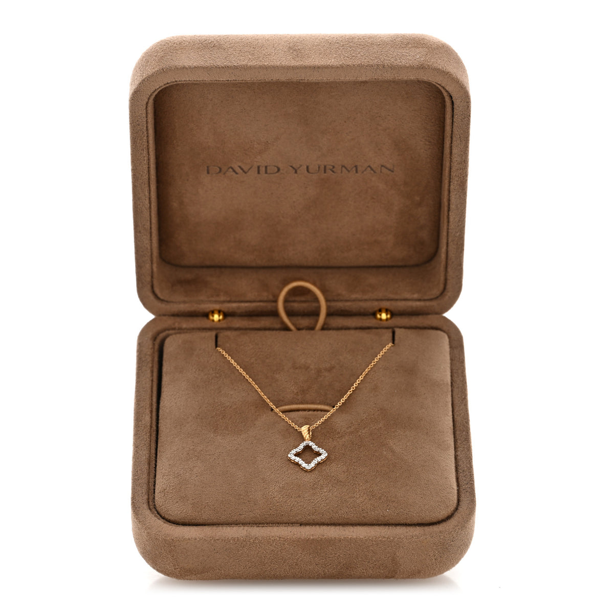David Yurman 18K Yellow Gold Diamond Cable Collectibles Quatrefoil Pendant Necklace 5 of 5