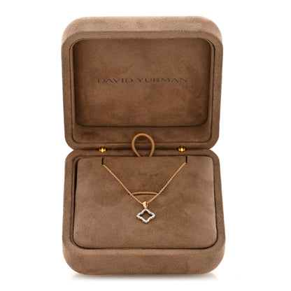 David Yurman 18K Yellow Gold Diamond Cable Collectibles Quatrefoil Pendant Necklace 5 of 5