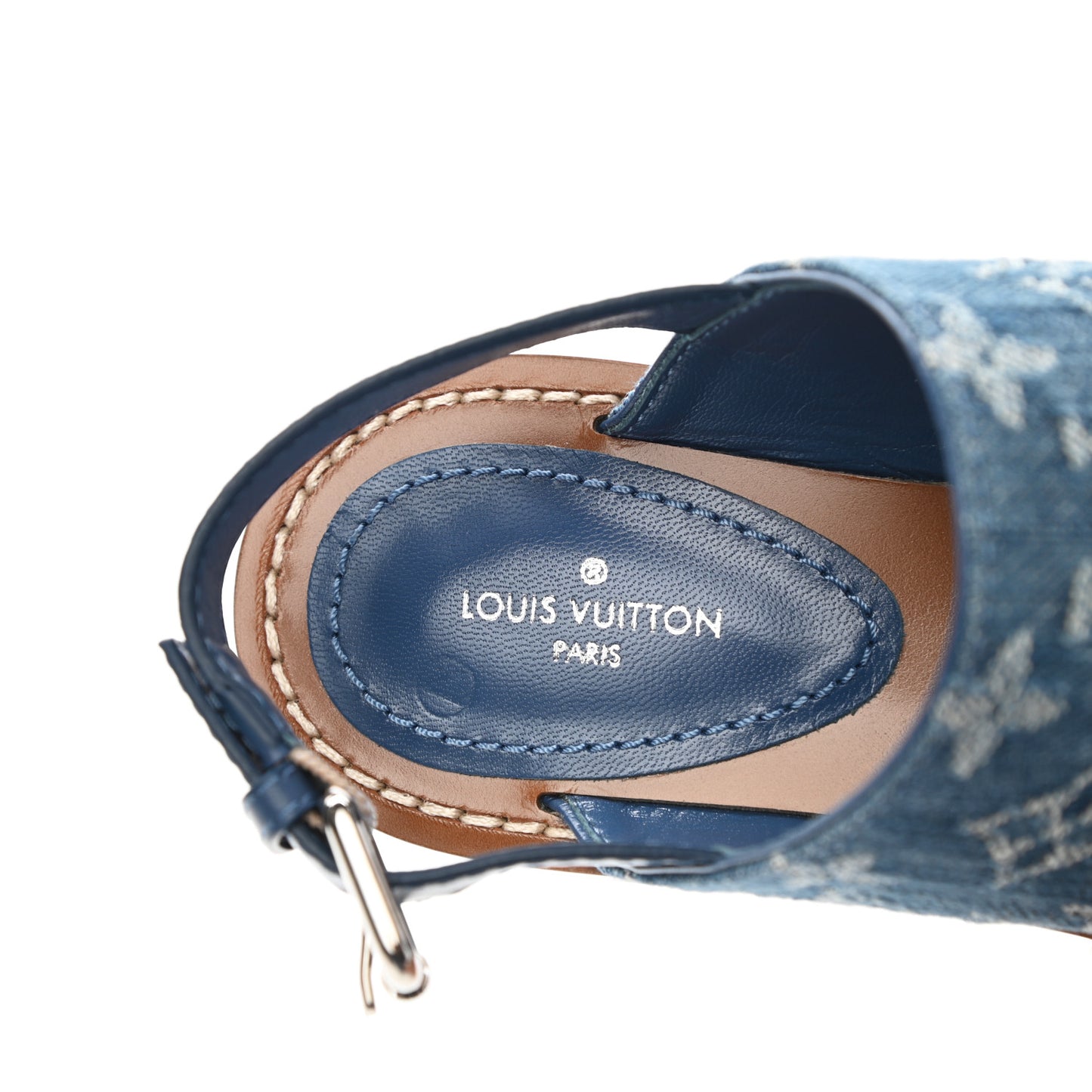 Denim Monogram Sandals 36 Blue