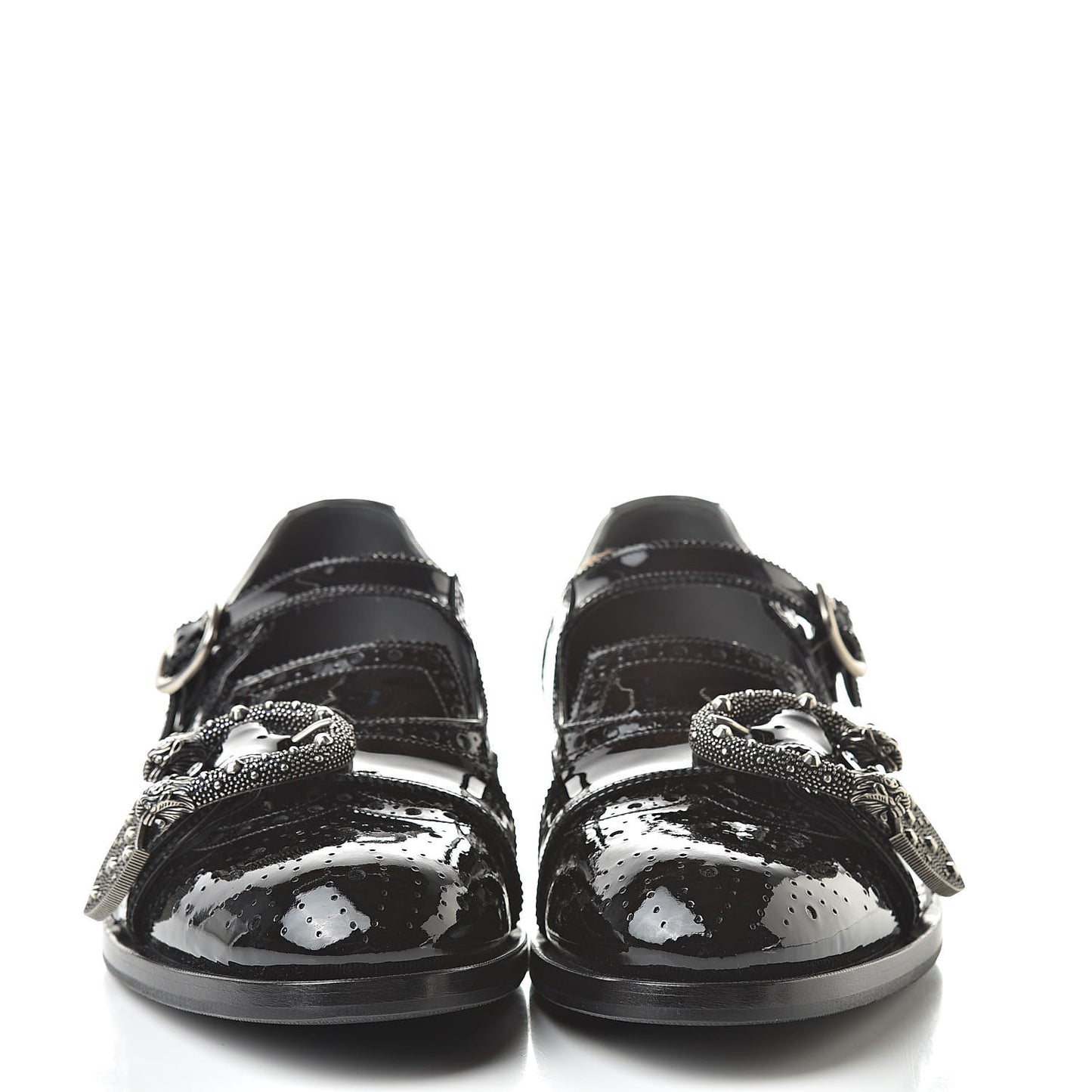 Vernice Crystal Bee Embroidered Mens Queercore Brogue Monk Strap Loafers 9 Black