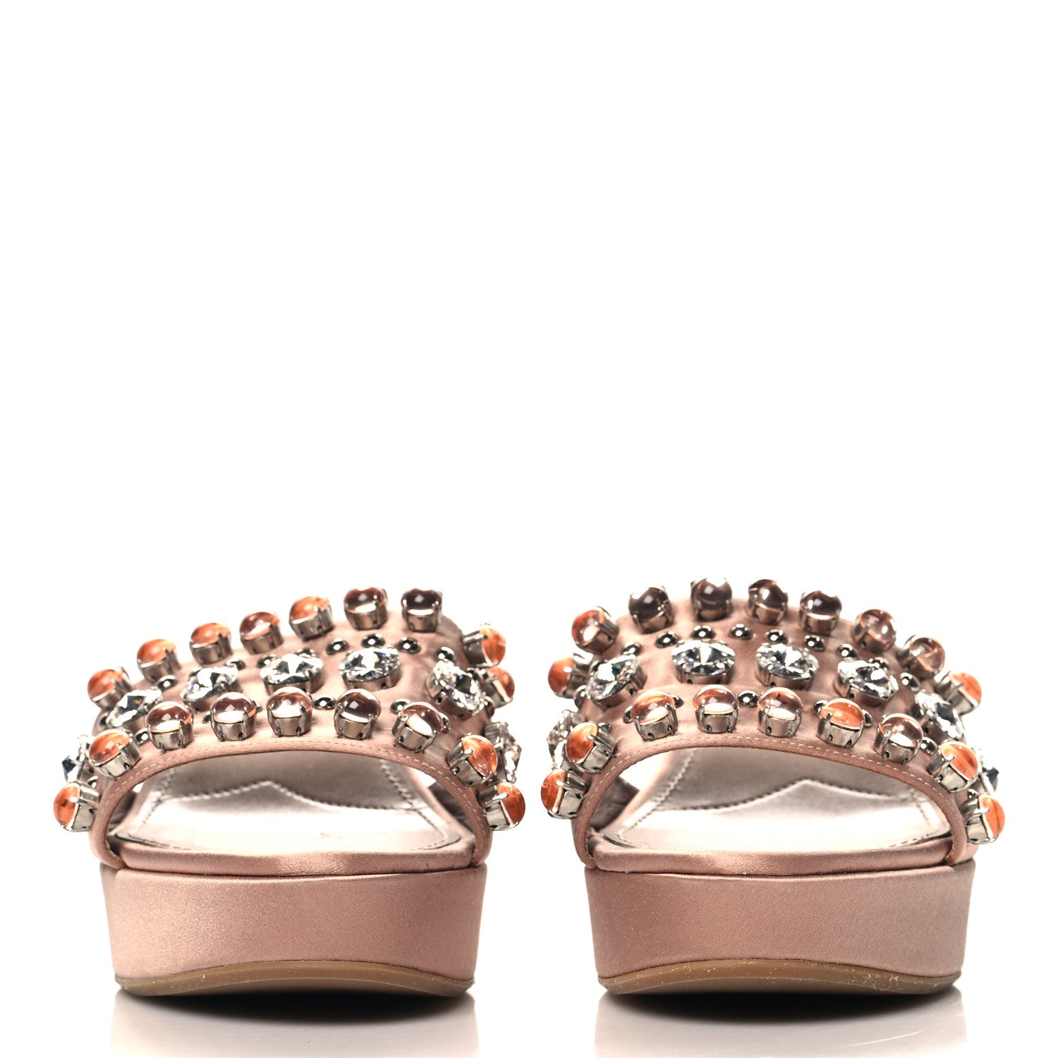 Miu Miu Satin Crystal Wedge Sandals 40 Cammeo 3 of 8