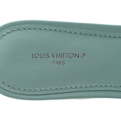 Louis Vuitton Lambskin Embossed Monogram Revival Flat Mules 38 Vert D'eau Green 6 of 8