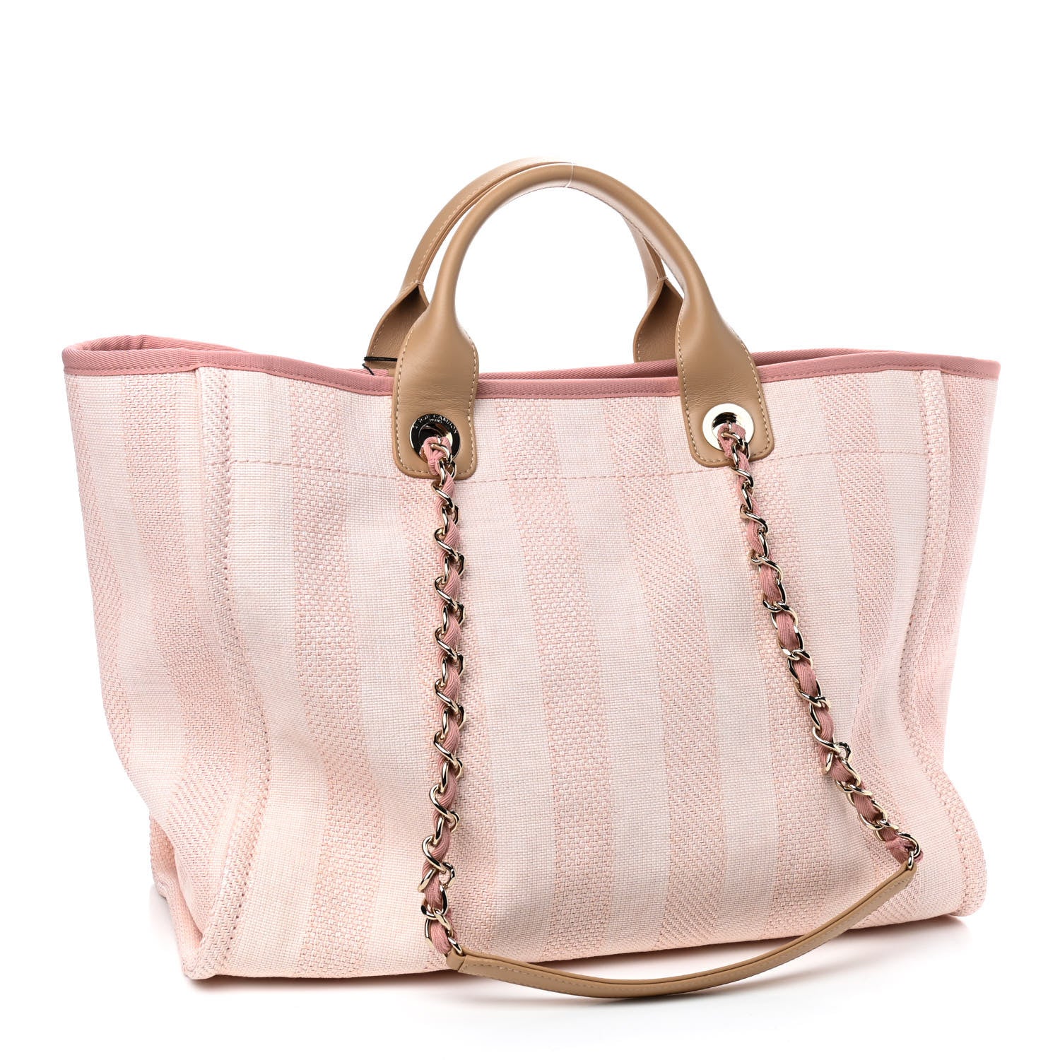 Chanel Mixed Fibers Calfskin Striped Medium Deauville Tote Light Pink 2 of 9