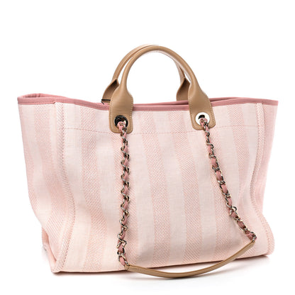 Chanel Mixed Fibers Calfskin Striped Medium Deauville Tote Light Pink 2 of 9