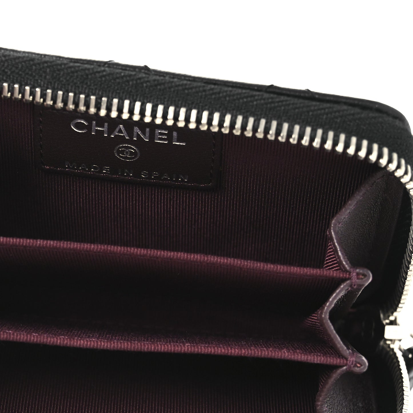 Lambskin Quilted Zip Coin Purse Black