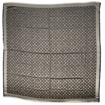 Louis Vuitton Wool Silk Monogram Denim Shawl Black 2 of 5