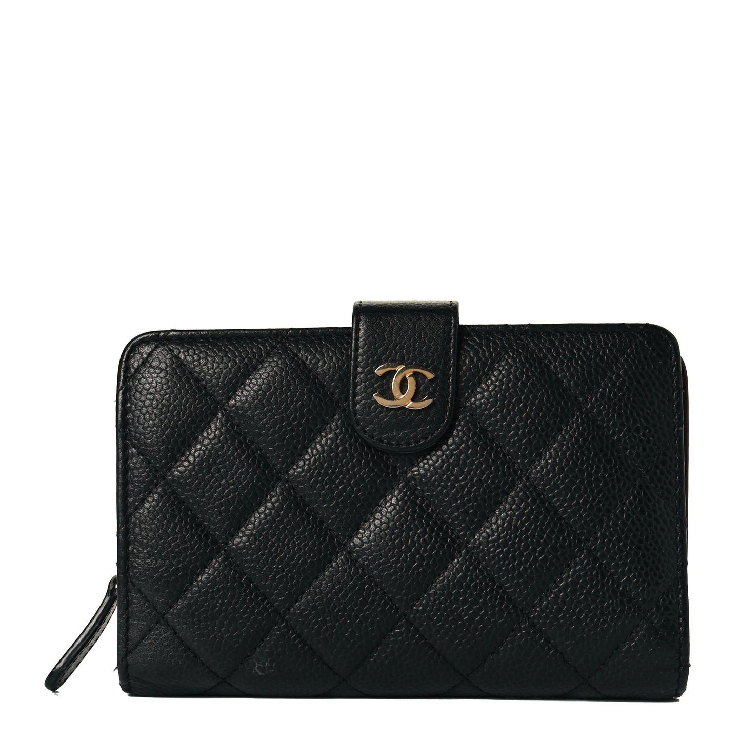 Caviar Quilted Zipped Pocket Wallet Black