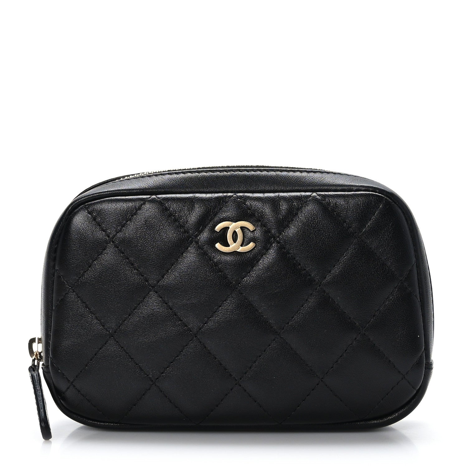Chanel Lambskin Quilted Small Curvy Pouch Cosmetic Case Black 1 of 9