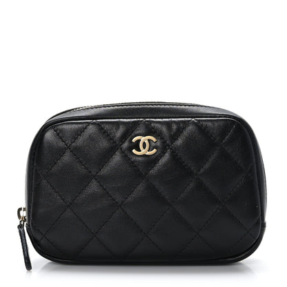 Chanel Lambskin Quilted Small Curvy Pouch Cosmetic Case Black 1 of 9