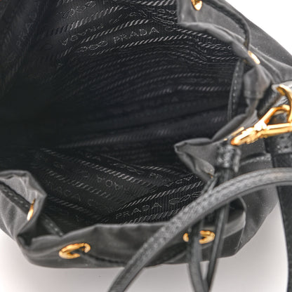 Prada Saffiano Tessuto Nylon Mini Bucket Crossbody Bag Black 5 of 9