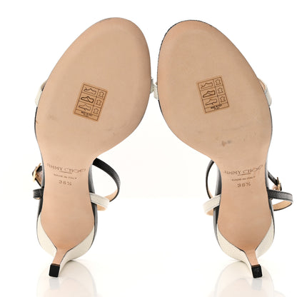 Jimmy Choo Lizard Embossed Minny 85 Ankle Strap Sandals 36.5 Black White 5 of 7