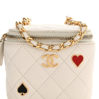 Chanel Caviar Quilted Enamel Coco Casino Mini Vanity Case With Chain White 8 of 10