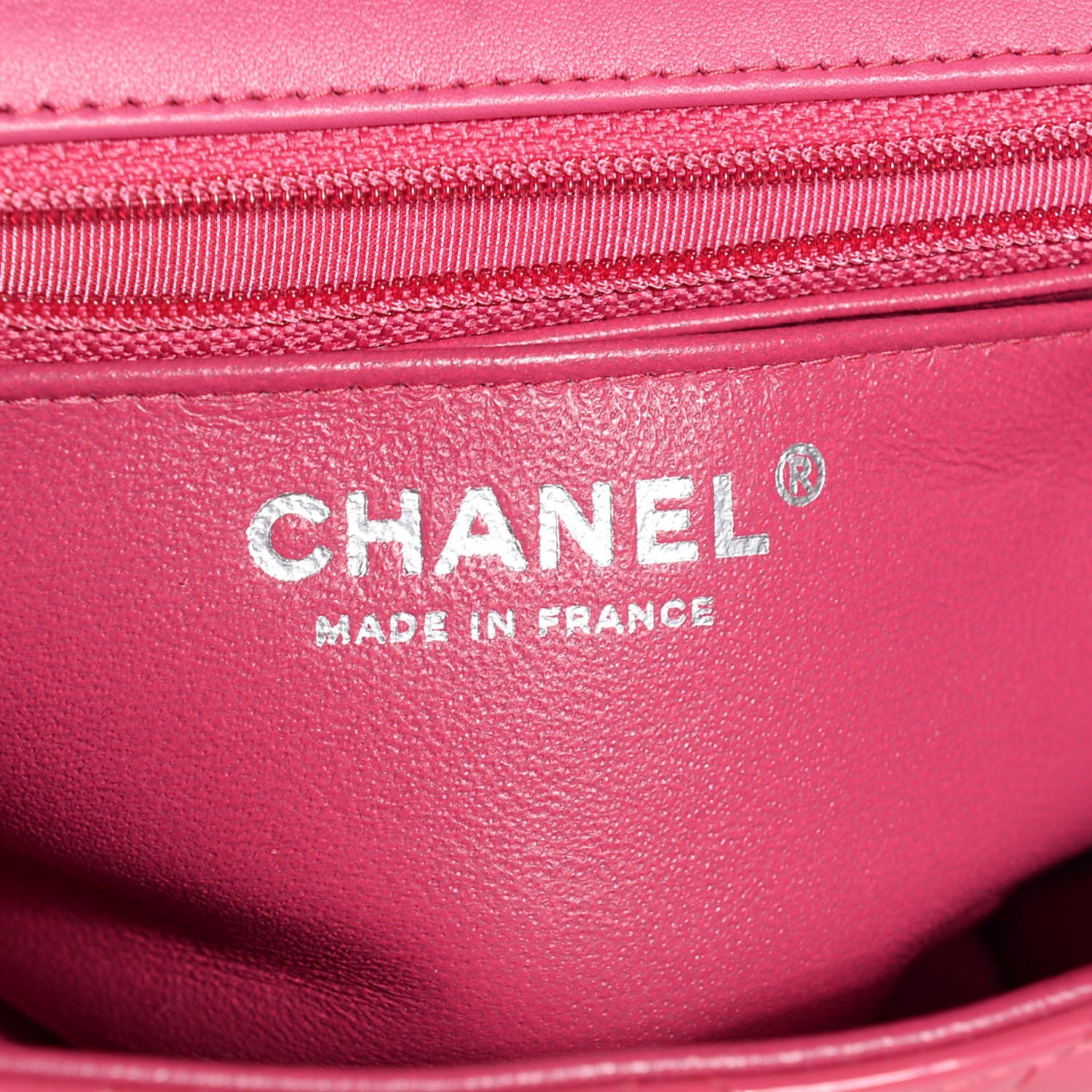 Chanel Patent Quilted Mini Square Flap Fuchsia 12 of 13
