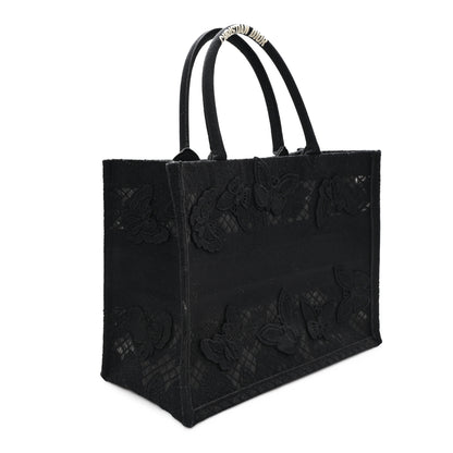 Christian Dior Embroidered 3D Macrame D-Lace Butterfly Medium Book Tote Black Multicolor 3 of 10