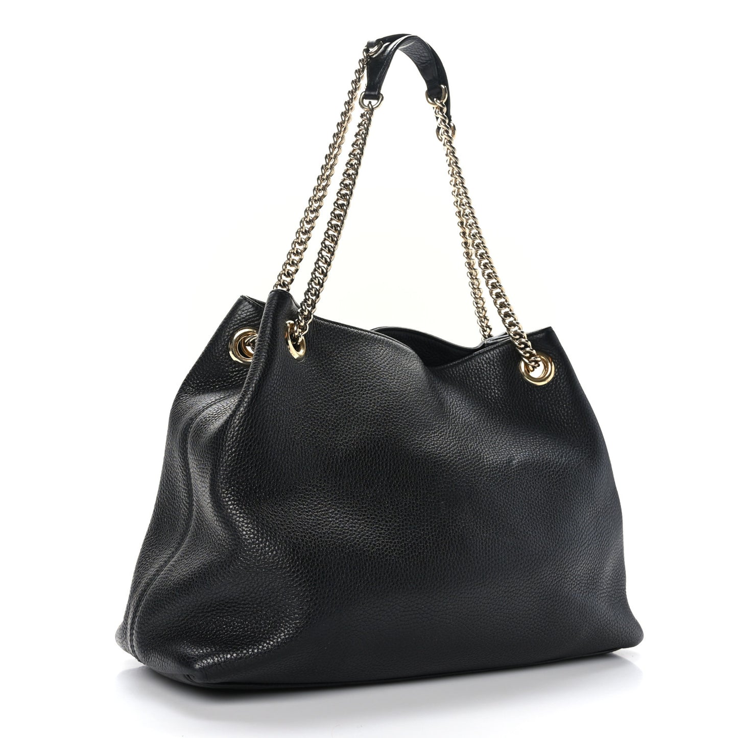 Pebbled Calfskin Medium Soho Chain Shoulder Bag Black
