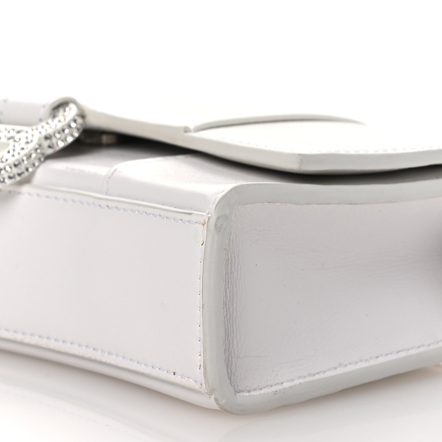 Balenciaga Shiny Box Calfskin Strass Hourglass Chain Bag White 11 of 14