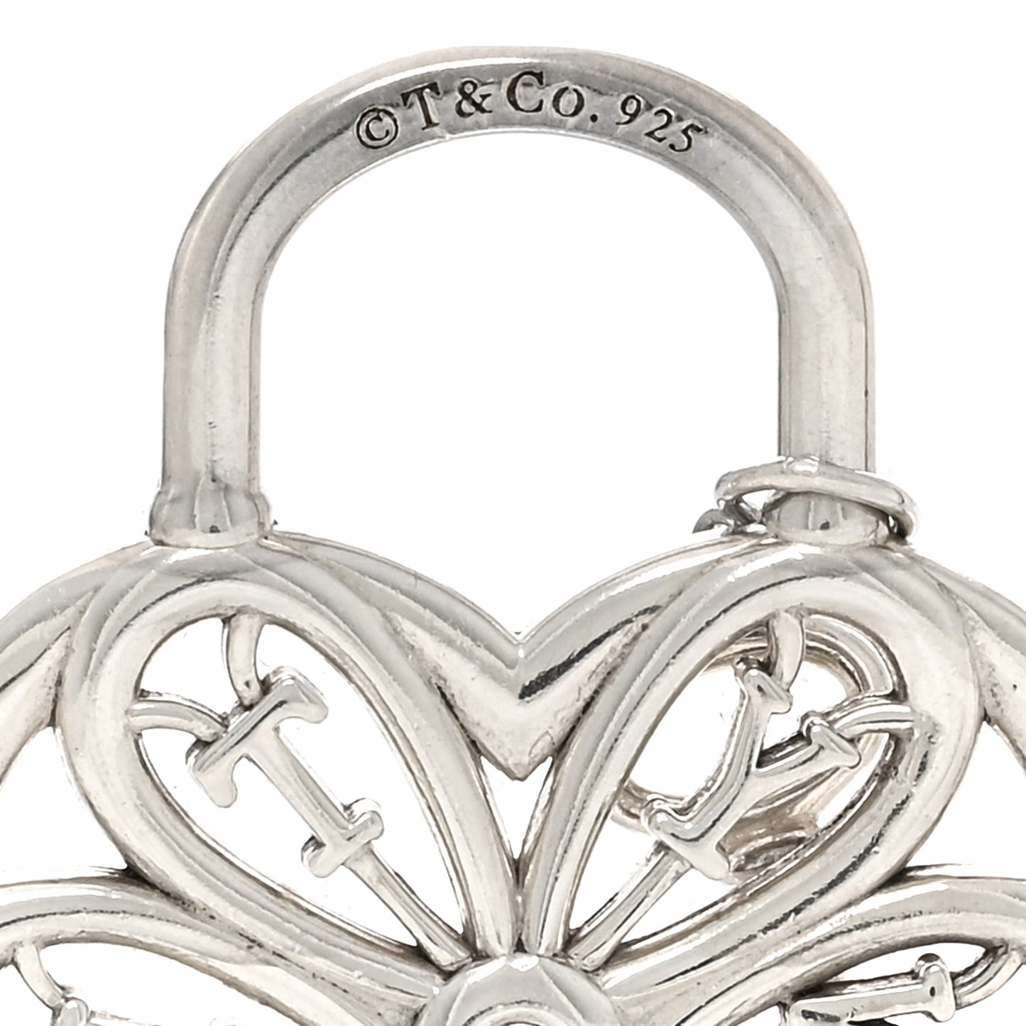 Sterling Silver Filigree Heart Key Pendant Charm