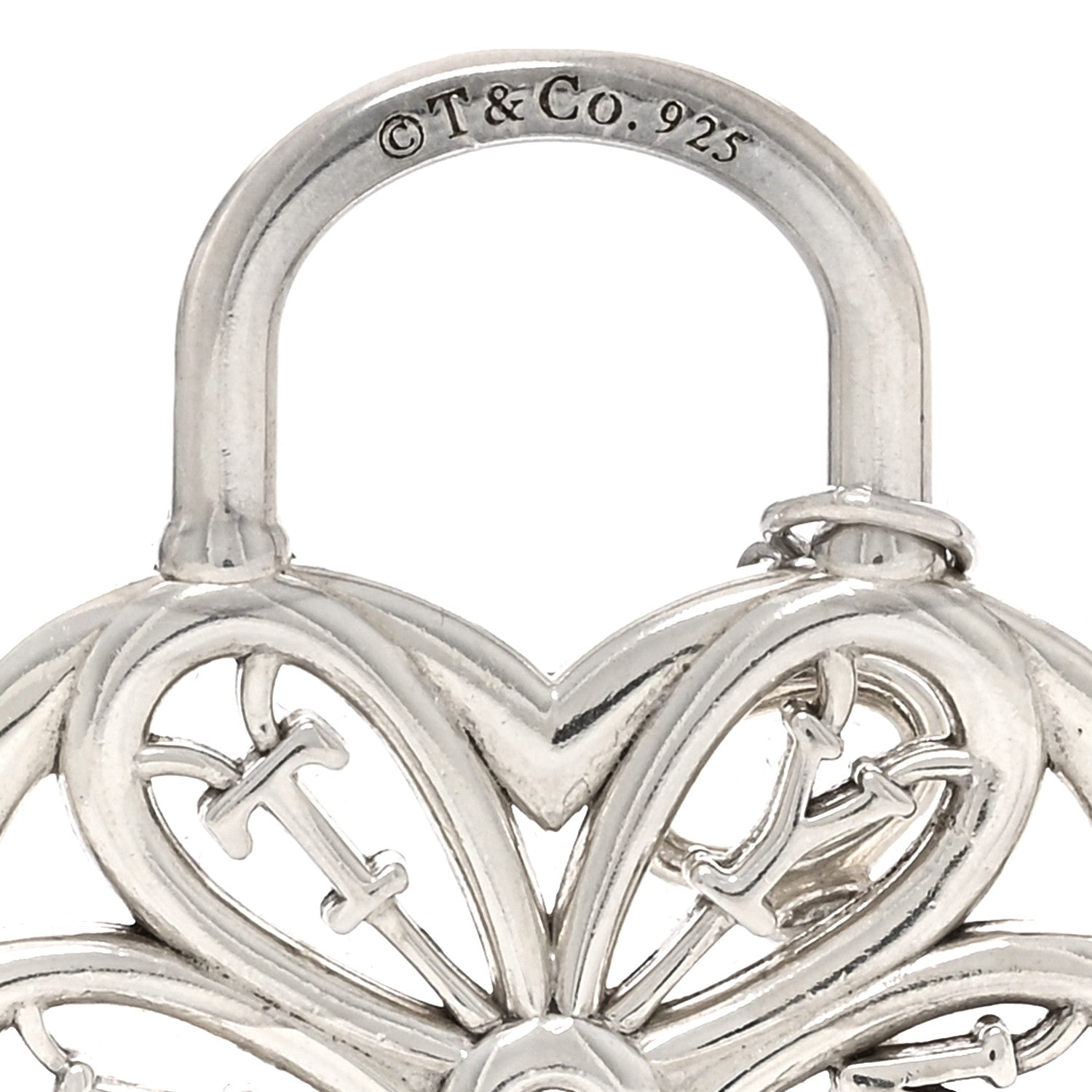 Tiffany Sterling Silver Filigree Heart Key Pendant Charm 3 of 3