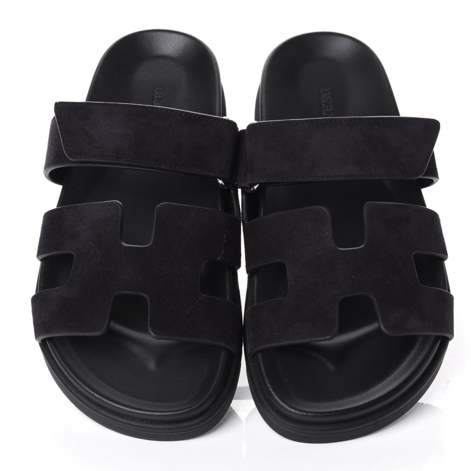 Hermes Suede Goatskin Womens Chypre Sandals 37 Black 5 of 11