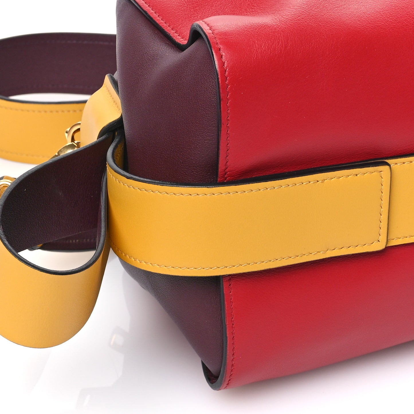 City Calf Ribbon Bowling Bag Fuoco Granata