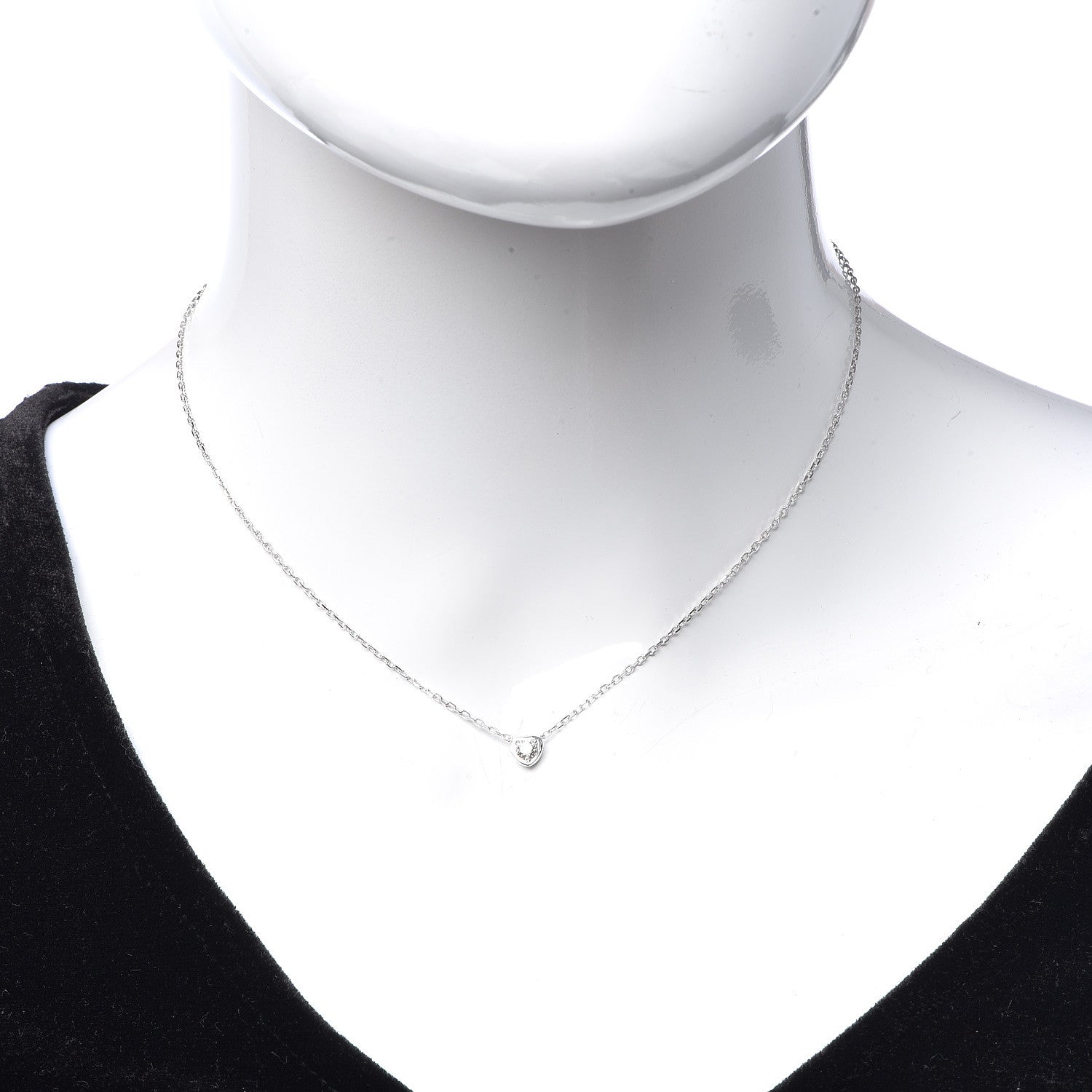 Cartier 18K White Gold Diamond D'Amour Heart Pendant Necklace 2 of 7