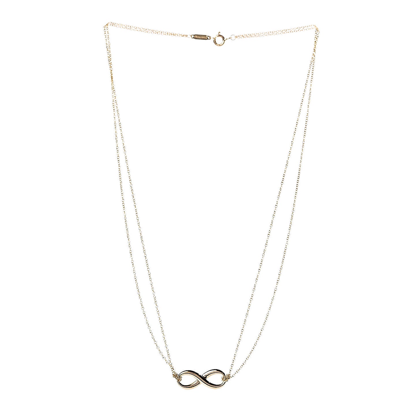 18K Yellow Gold Infinity Double Chain Pendant Necklace