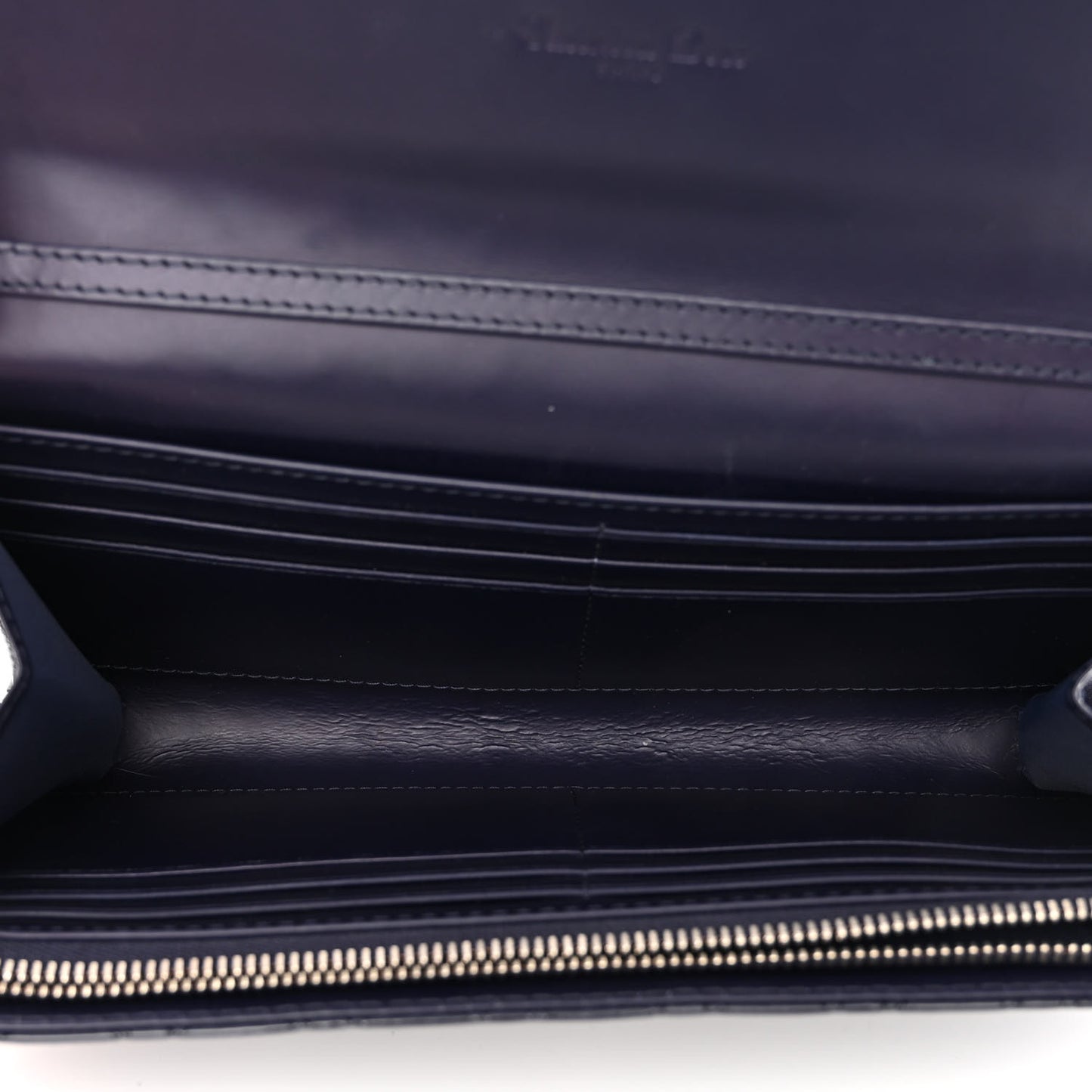 Patent Cannage Chain Wallet Navy Blue
