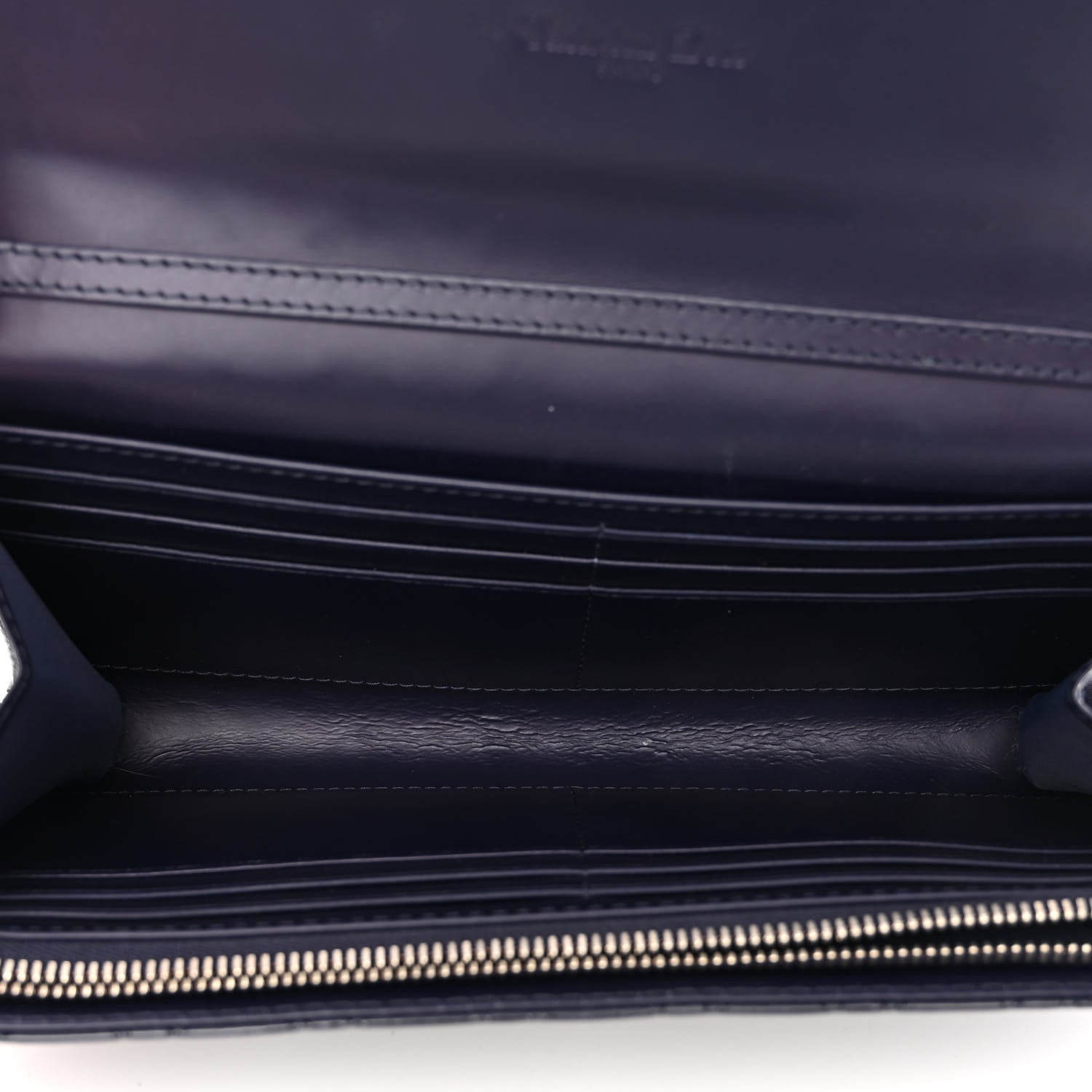 Christian Dior Patent Cannage Chain Wallet Navy Blue 5 of 10
