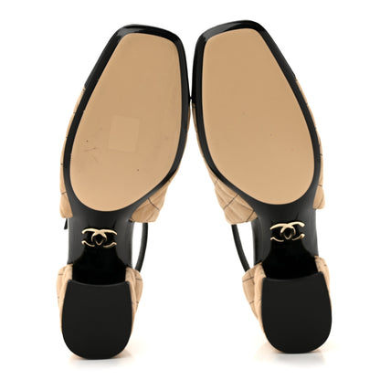 Chanel Suede Kidskin Patent Cap Toe Quilted Mary Jane Flats 40 Beige Black 6 of 10