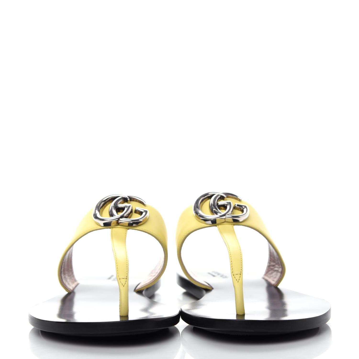 Gucci Calfskin GG Marmont Thong Sandals 37 Banana 2 of 10