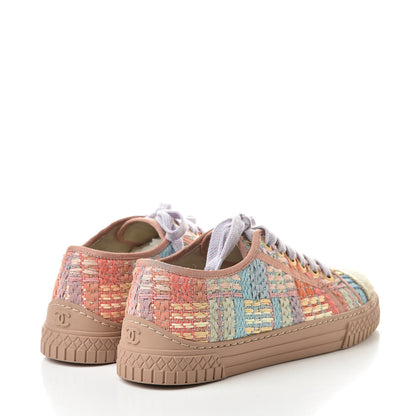 Chanel Tweed Low Top Sneakers 35 Multicolor Beige 4 of 9