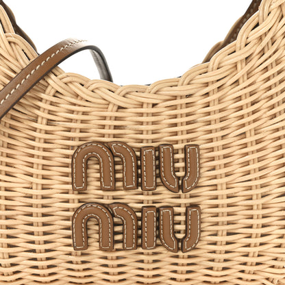 Miu Miu Wicker Wander Hobo Tan 8 of 11