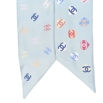 Chanel Silk Heart CC Slim Bandeau Scarf Light Blue 2 of 3