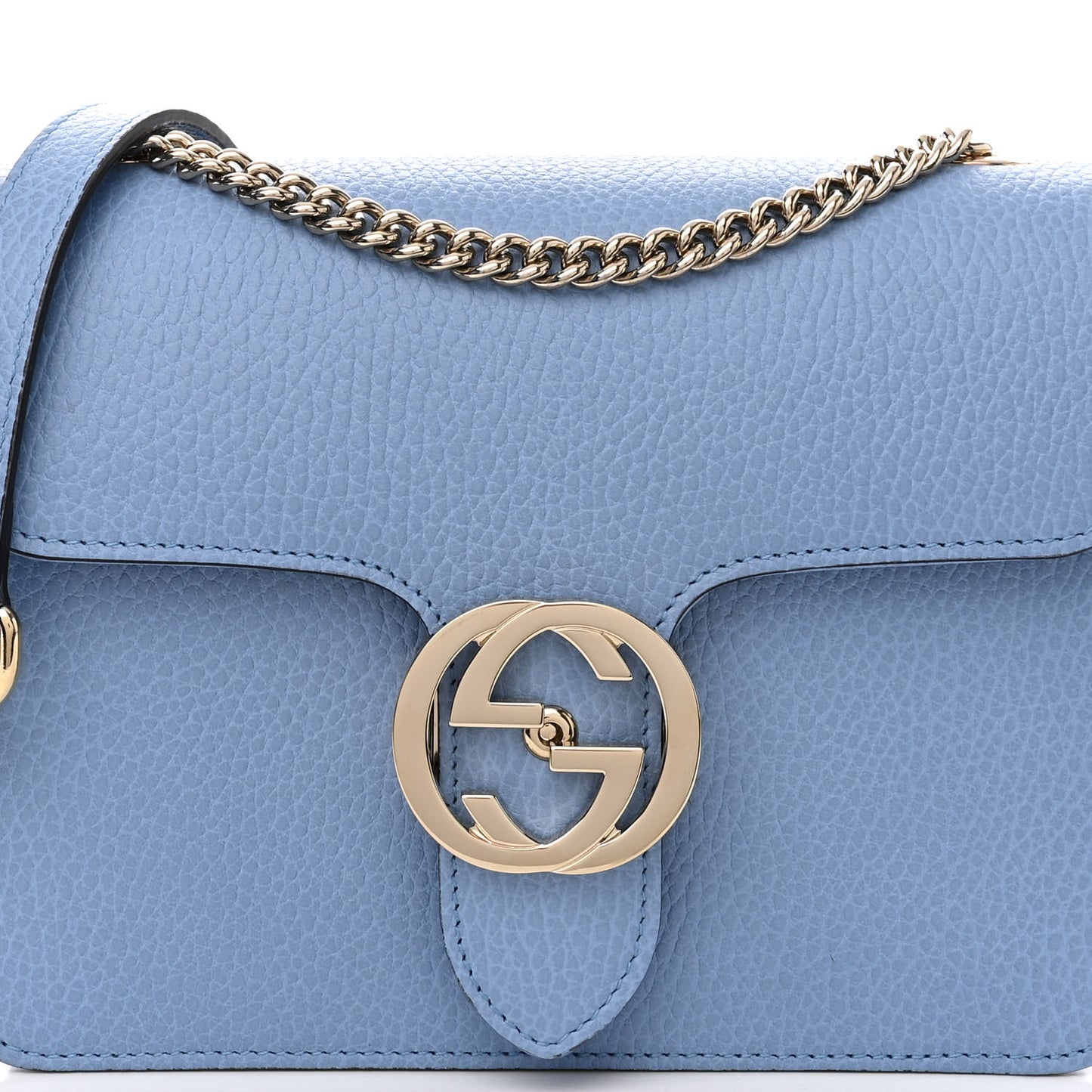 Dollar Calfskin Small Interlocking G Shoulder Bag Mineral Blue