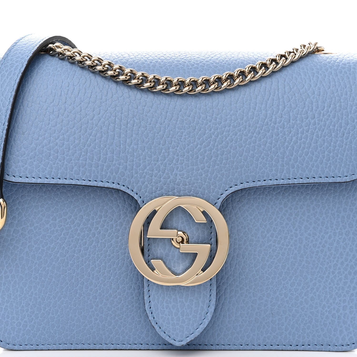 Gucci Dollar Calfskin Small Interlocking G Shoulder Bag Mineral Blue 7 of 9