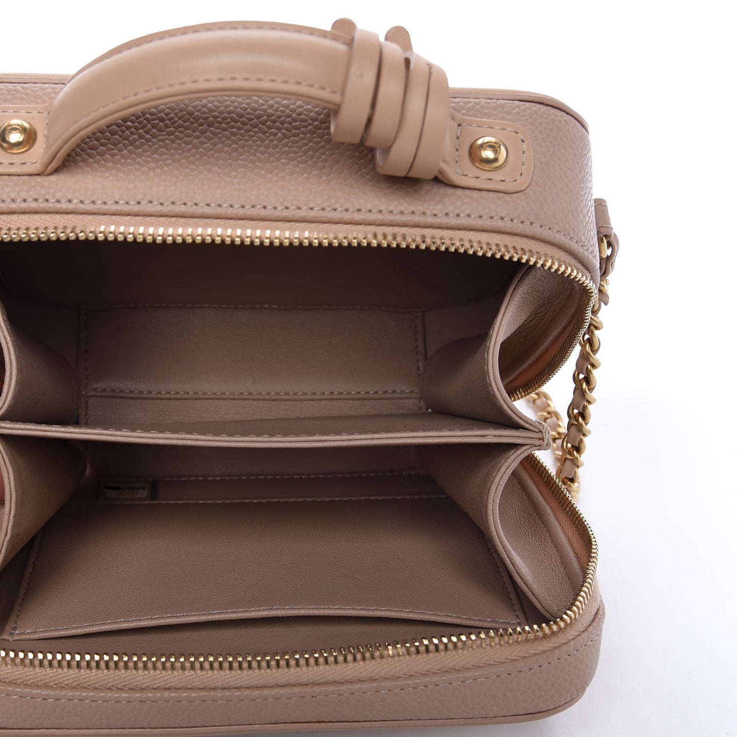 Caviar Quilted Small CC Filigree Vanity Case Beige