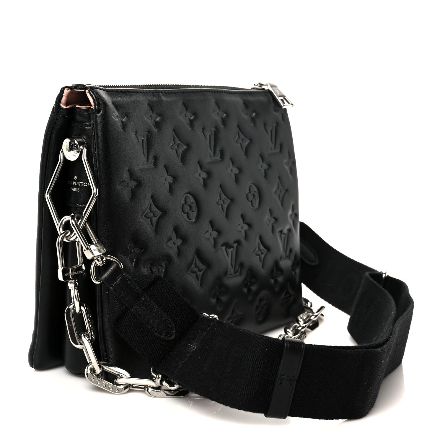 Louis Vuitton Lambskin Embossed Monogram Coussin PM Black 3 of 12