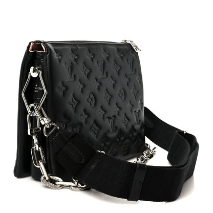 Louis Vuitton Lambskin Embossed Monogram Coussin PM Black 3 of 12