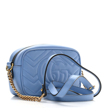 Gucci Calfskin Matelasse Mini GG Marmont Chain Shoulder Bag Clear Sky Blue 3 of 10