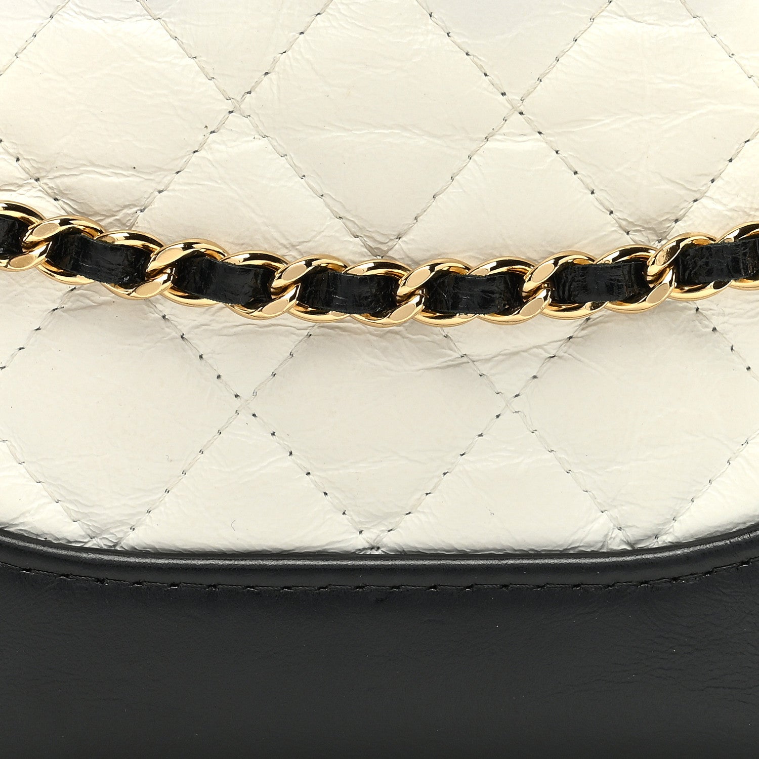 Chanel Aged Calfskin Quilted Small Gabrielle Clutch With Chain White Black 10 of 13